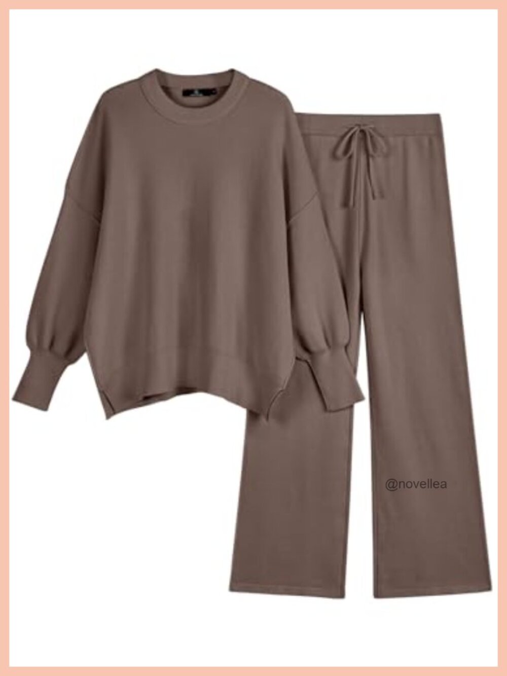 2 Piece Ribbed Knit Lounge Sweater Set Oversized Sweatsuit Womens